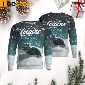 snow cat cocaine everywhere christmas sweater