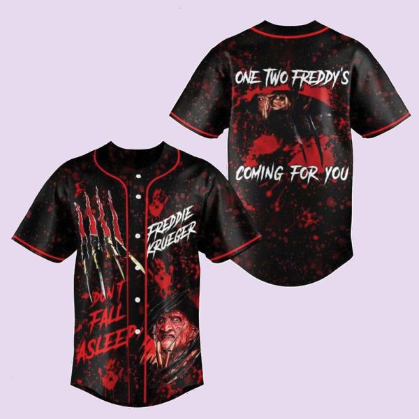 Freddie Krueger One Two Freddy’s Coming For You Baseball Jersey