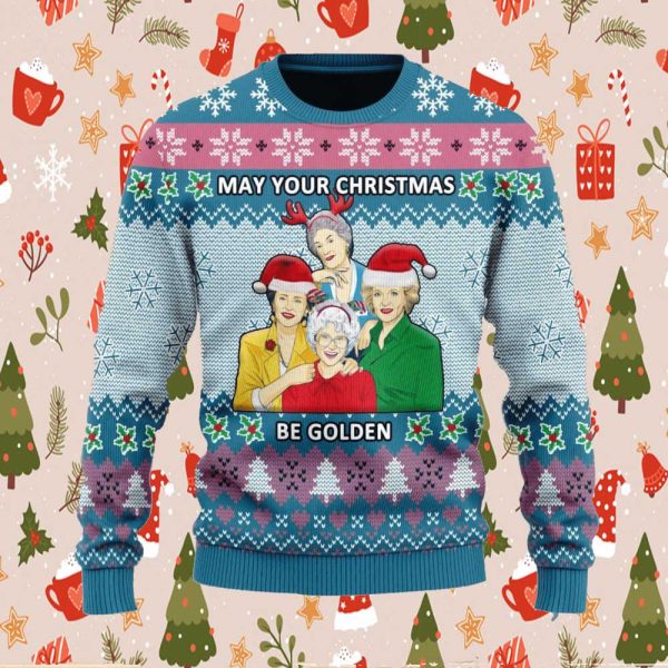 May Your Christmas Be Golden Ugly Christmas Sweater Christmas Gift 2023