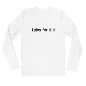 i play for him mens fitted long sleeve shirt white front 64dafb51861c7