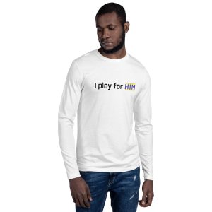 i play for him mens fitted long sleeve shirt white front 64dafb51867cd