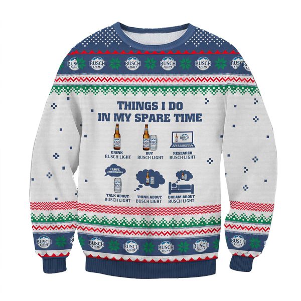 Busch Light Spare Time Ugly Christmas Sweater