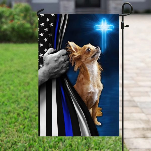 Chihuahua Christian Cross America Flag