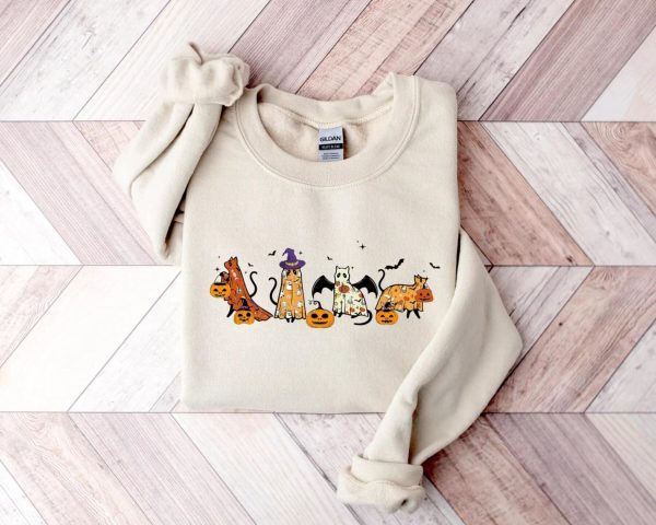 Halloween 2023 Ghost Cat Sweatshirt