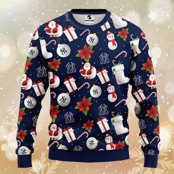 New York Yankees Santa Claus Snowman Christmas Ugly Sweater