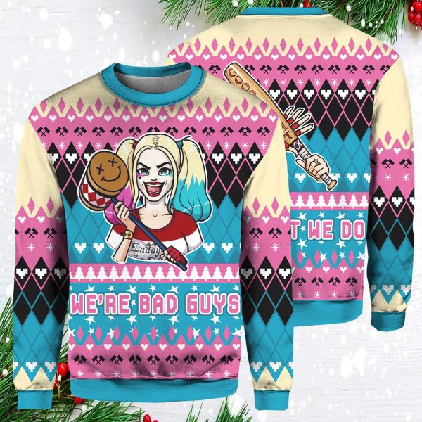 We’re Bad Guys Harley Quinn Christmas Sweater