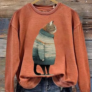 Women's Winter Cat Print shirt