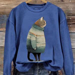 Women's Winter Cat Print shirt1