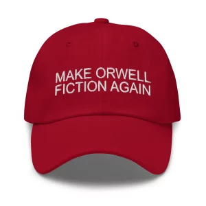 make orwell fiction again classic dad hat cranberry front 64b6c3a386698