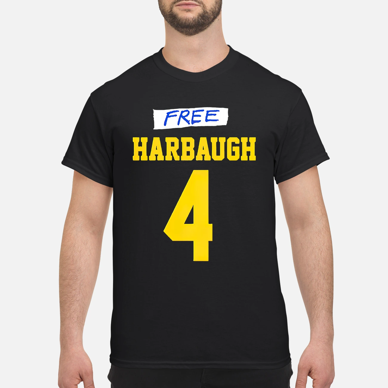 Free Harbaugh 4 Michigan Football Shirt,Free Harbaugh Shirt,Michigan  Football Jim Harbaugh Shirt Black