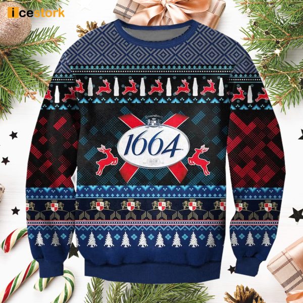 1664 White Beer Ugly Christmas Sweater