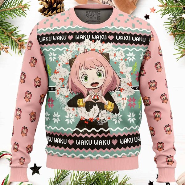 Anya Forger Waku Waku Spy X Family Ugly Christmas Sweater