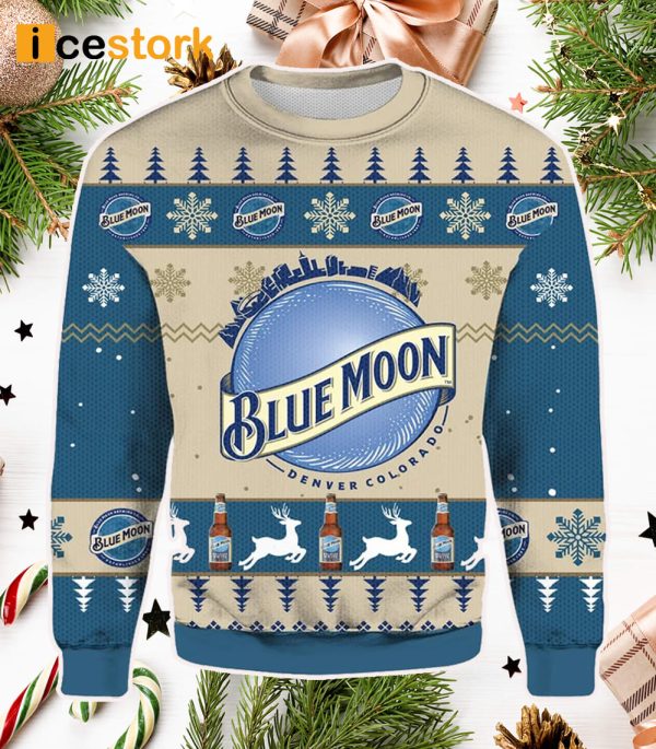 Blue Moon Beer Ugly Christmas Sweater