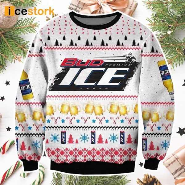 Bud Ice Lager Beer Ugly Christmas Sweater