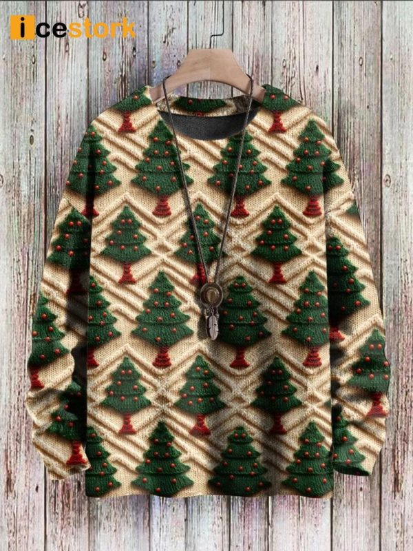 Casual Christmas Tree Print Sweater