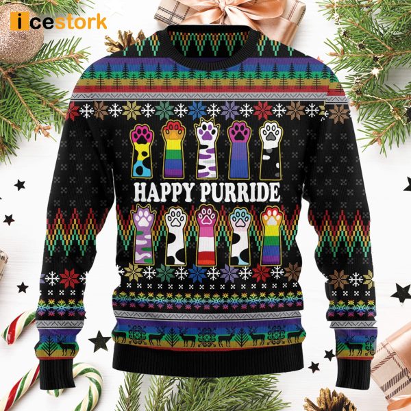 Cat LGBT Color Ugly Christmas Sweater