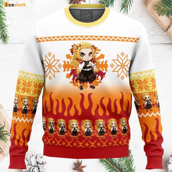 Chibi Kyojuro Rengoku Demon Slayer Ugly Christmas Sweater