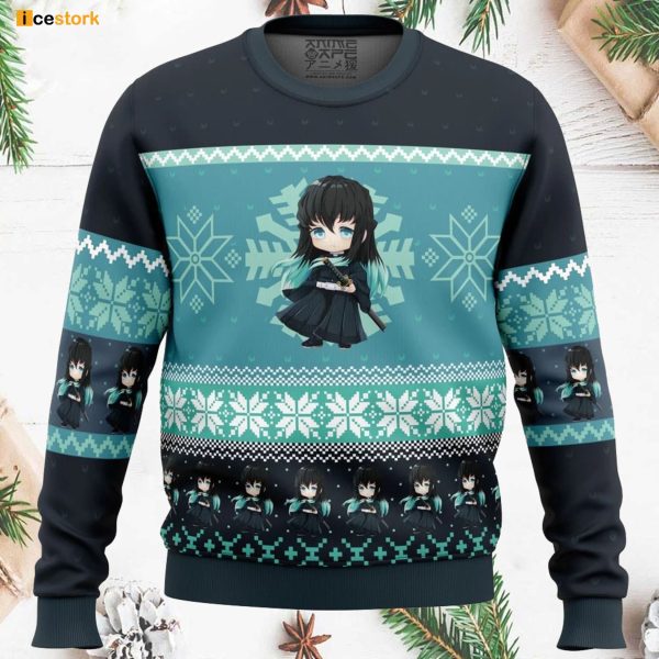 Chibi Muichiro Tokito Demon Slayer Ugly Christmas Sweater