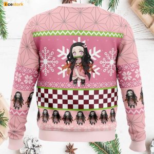 Chibi Nezuko Kamado Demon Slayer Ugly Christmas Sweater