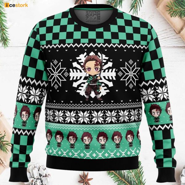 Chibi Tanjiro Kamado Demon Slayer Ugly Christmas Sweater