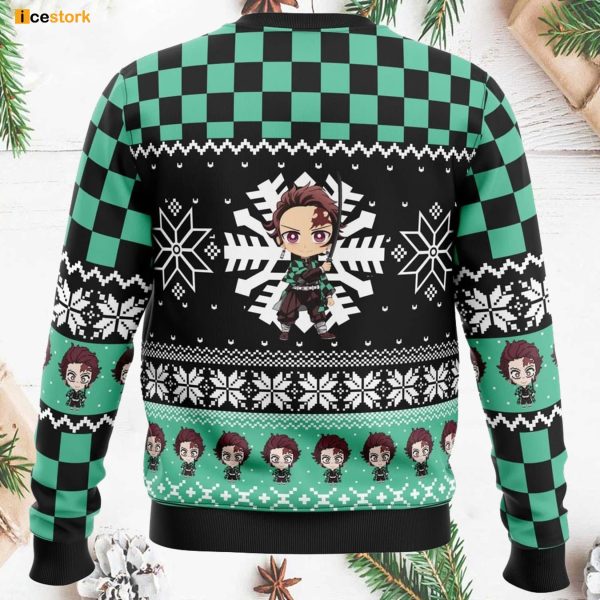 Chibi Tanjiro Kamado Demon Slayer Ugly Christmas Sweater