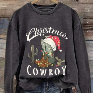 Christmas Cowboy Boot Sweatshirt