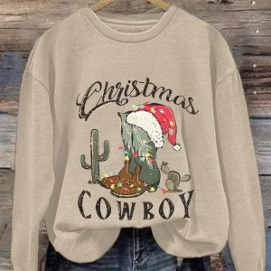 Christmas Cowboy Boot Sweatshirt