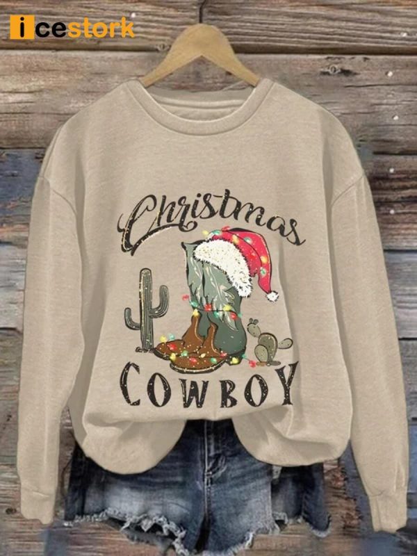 Christmas Cowboy Boot Sweatshirt