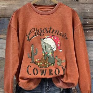 Christmas Cowboy Boot Sweatshirt