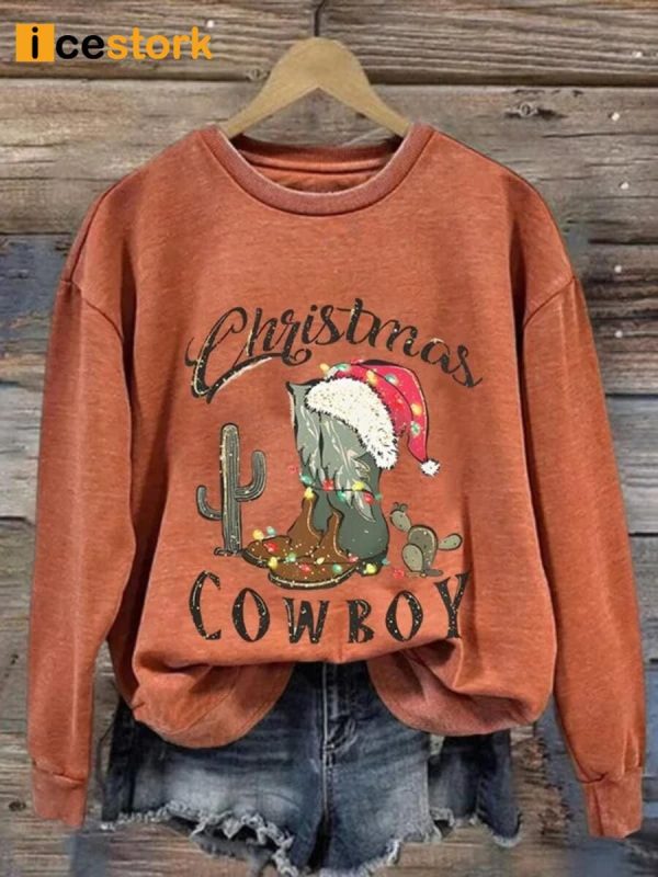Christmas Cowboy Boot Sweatshirt