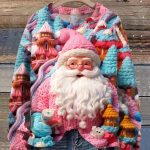 Christmas Santa Print Pullover Sweater