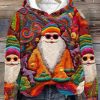 Colorful Santa 3D Printed Hoodie