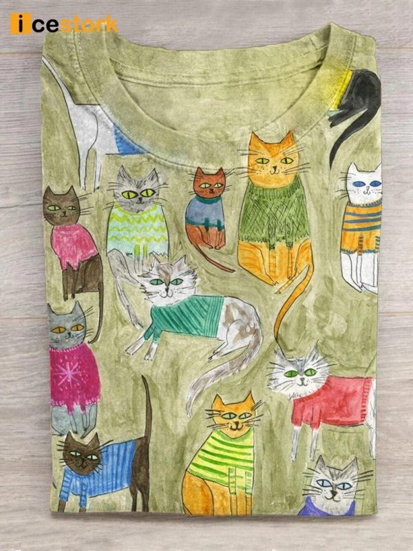 Funny Cat Art Print Casual Sweatshirt