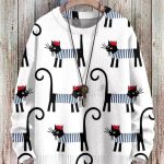 Funny Cat Art Print Pullover Sweater