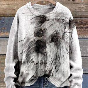 Funny Dog Art Print Pullover Sweater