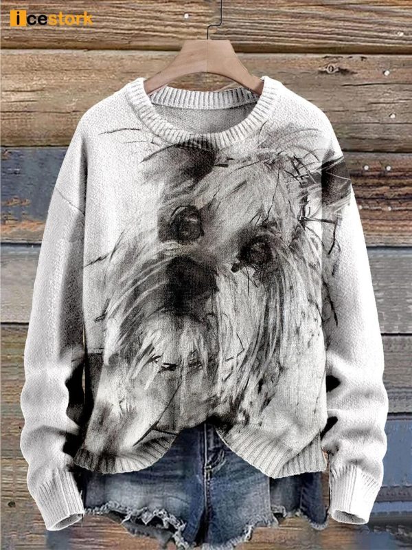 Funny Dog Art Print Pullover Sweater