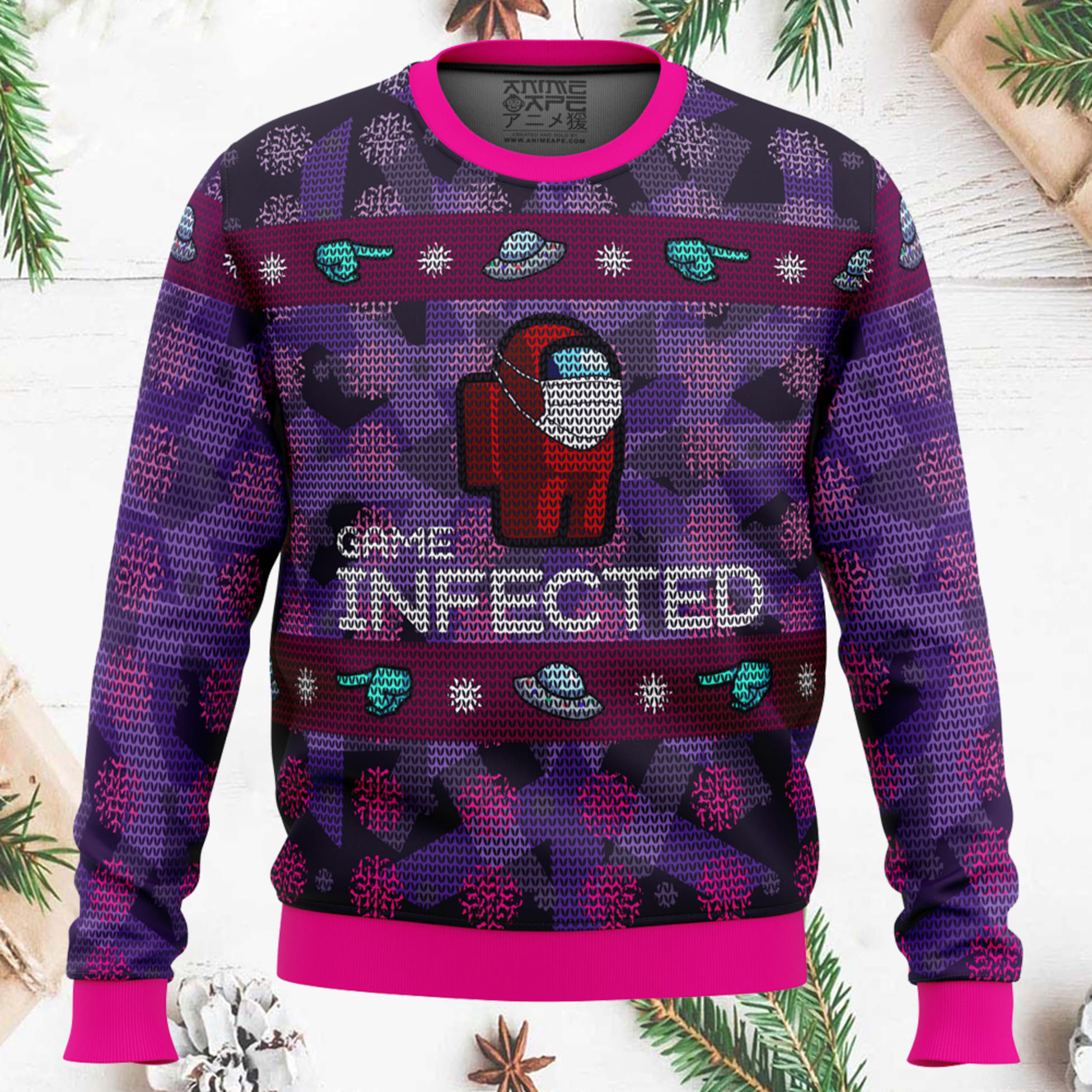 game-infected-among-us-ugly-christmas-sweater-icestork