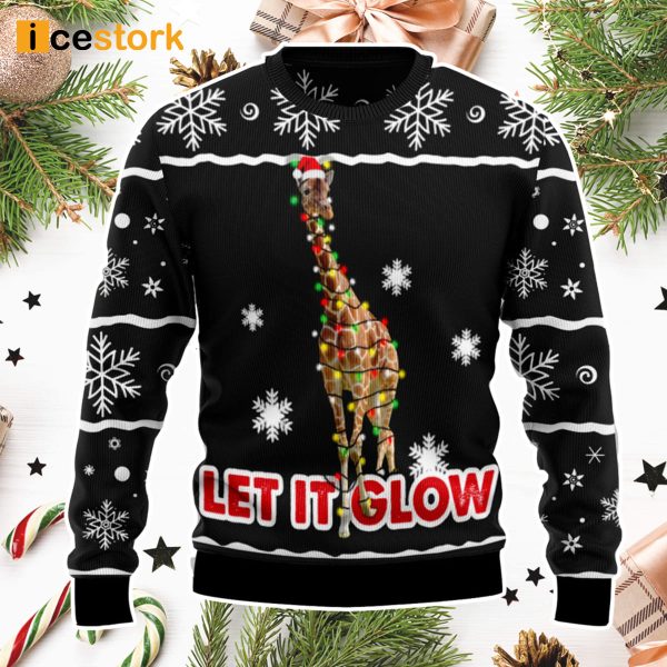 Giraffe Let It Glow Ugly Christmas Sweater