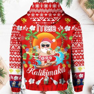 Hawaiian Mele Kalikimaka Santa Claus Pattern Christmas Hoodie