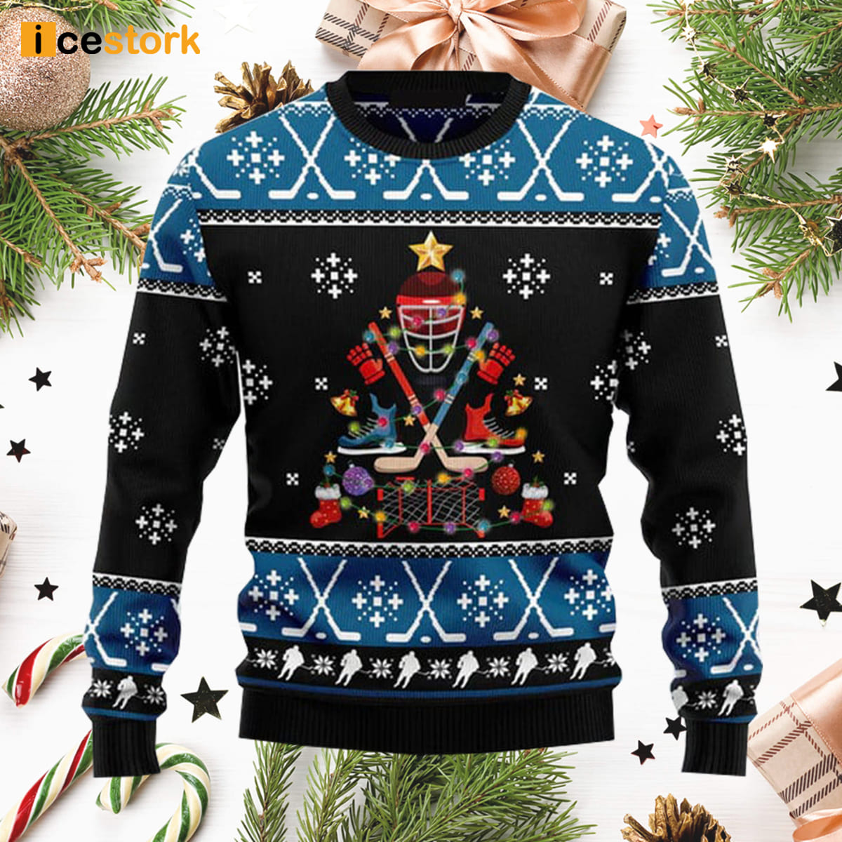 Hockey Ice Ugly Christmas Sweater - Icestork