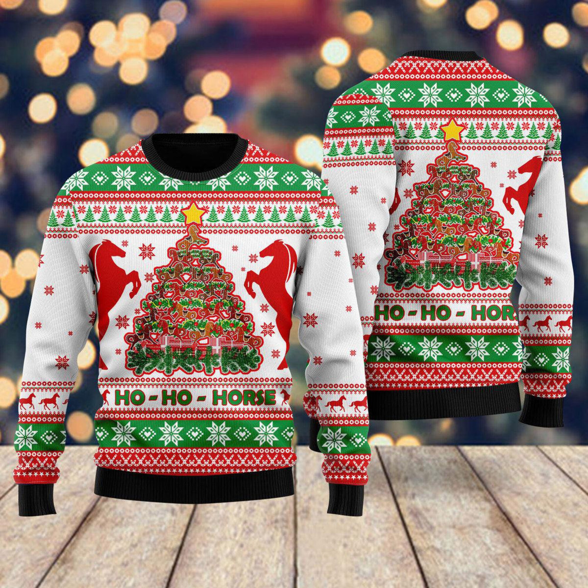 Horse Christmas Tree Ugly Christmas Sweater - Icestork