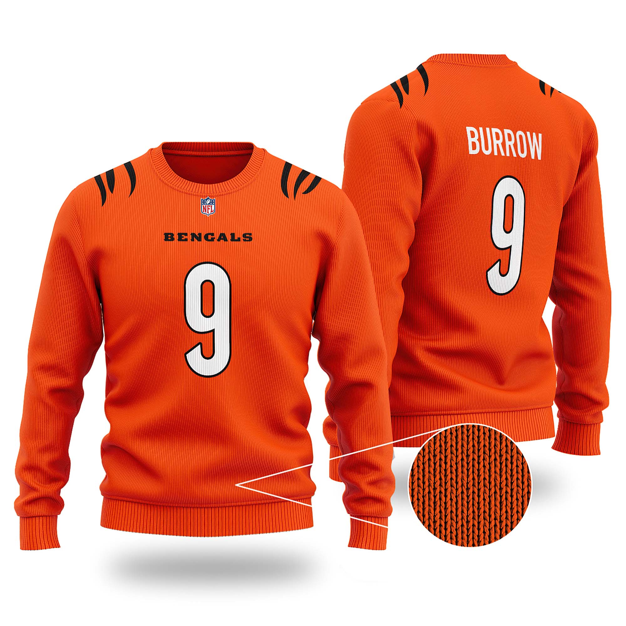 Joe Burrow #9 Super Bowl Cincinnati Bengals Ugly Christmas Sweater