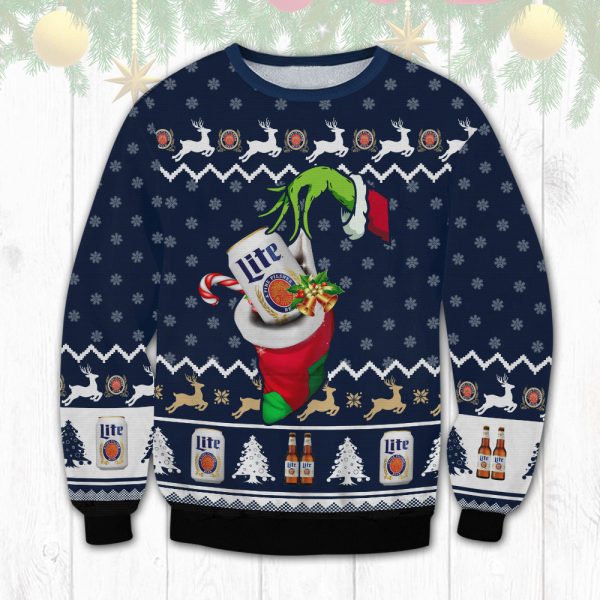 Lite Beer Grinch Hand Ugly Christmas Sweater