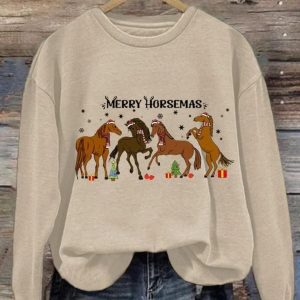 Merry Horsemas Casual Printed Sweatshirt