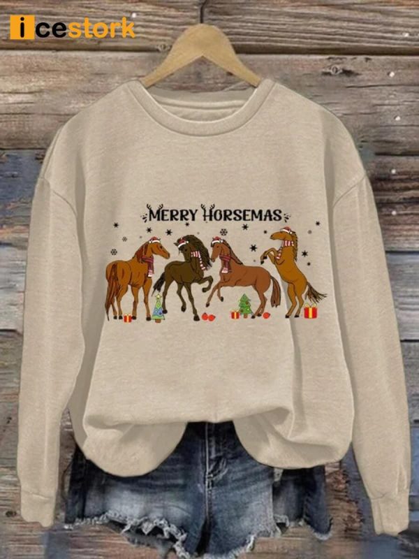 Merry Horsemas Casual Printed Sweatshirt