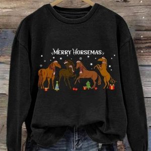 Merry Horsemas Casual Printed Sweatshirt