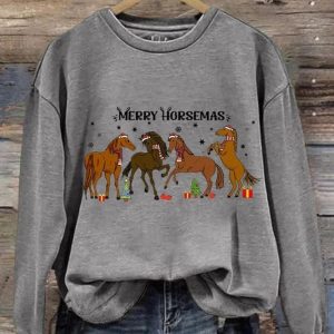 Merry Horsemas Casual Printed Sweatshirt