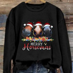 Merry Horsemas Printed Sweatshirt