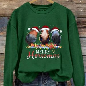 Merry Horsemas Printed Sweatshirt