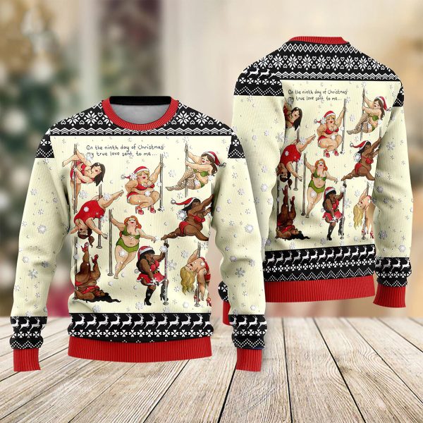 Nine Ladies Dancing Sexy Ugly Christmas Sweater